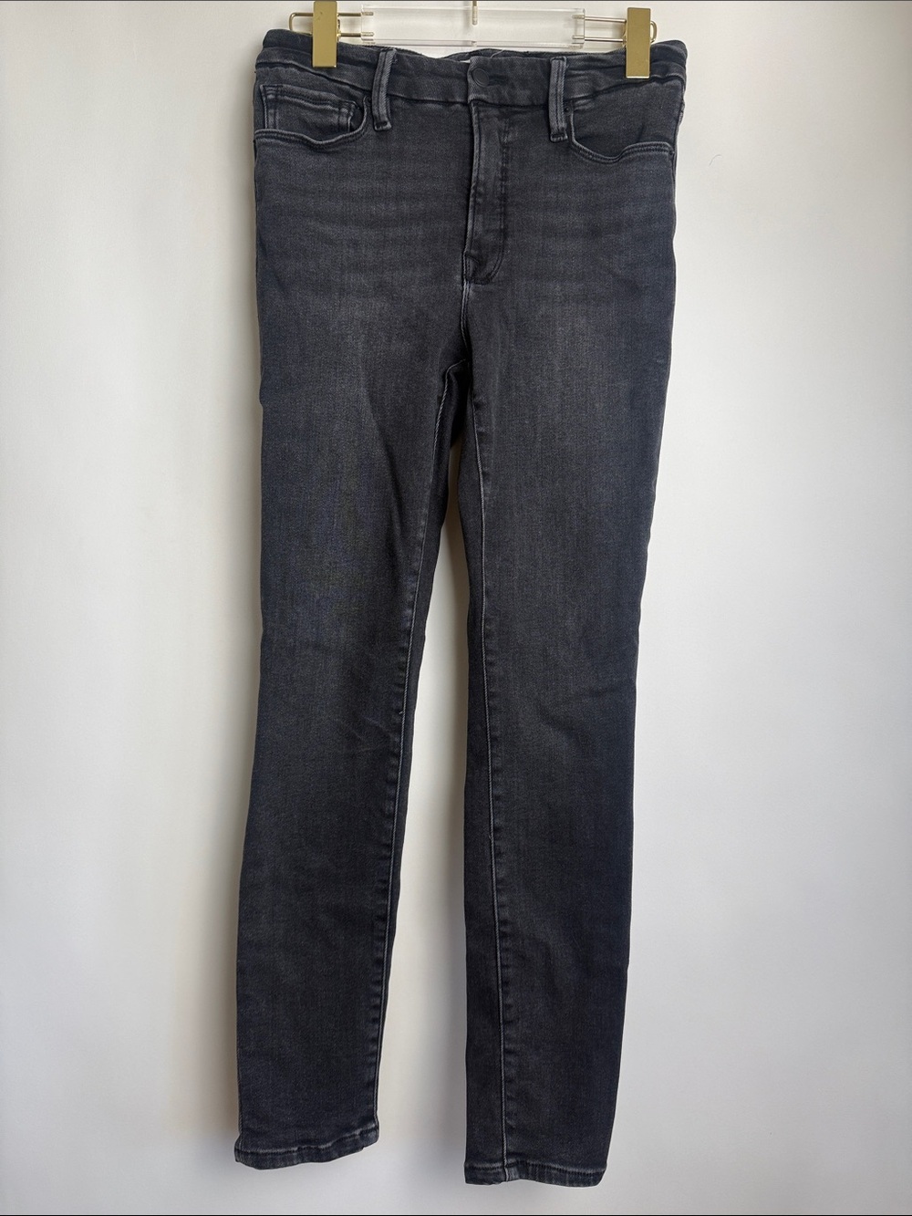 Good American Good Classic High Rise Ankle Denim Jeans Faded Black Size 6/28